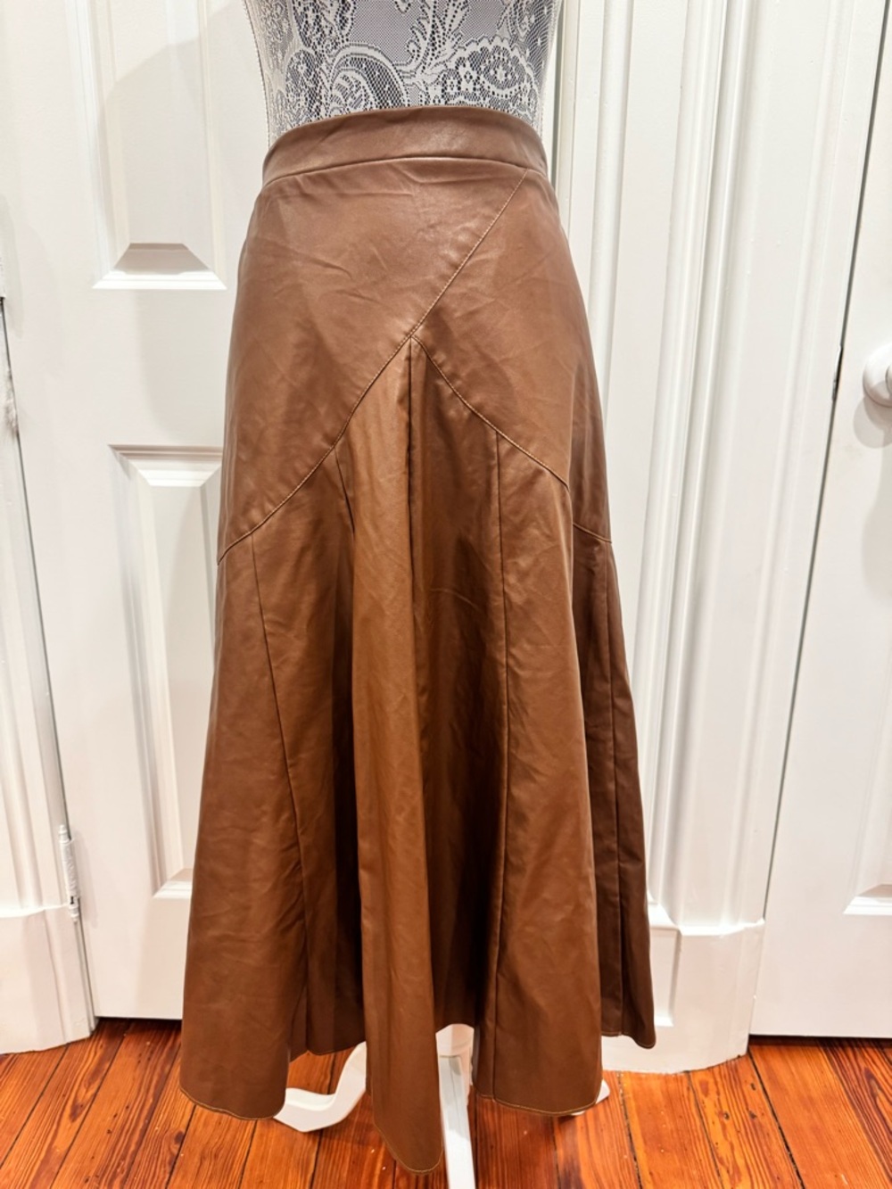 Brown Faux Leather Maxi Skirt  Western Boho Size XL. New With Tags